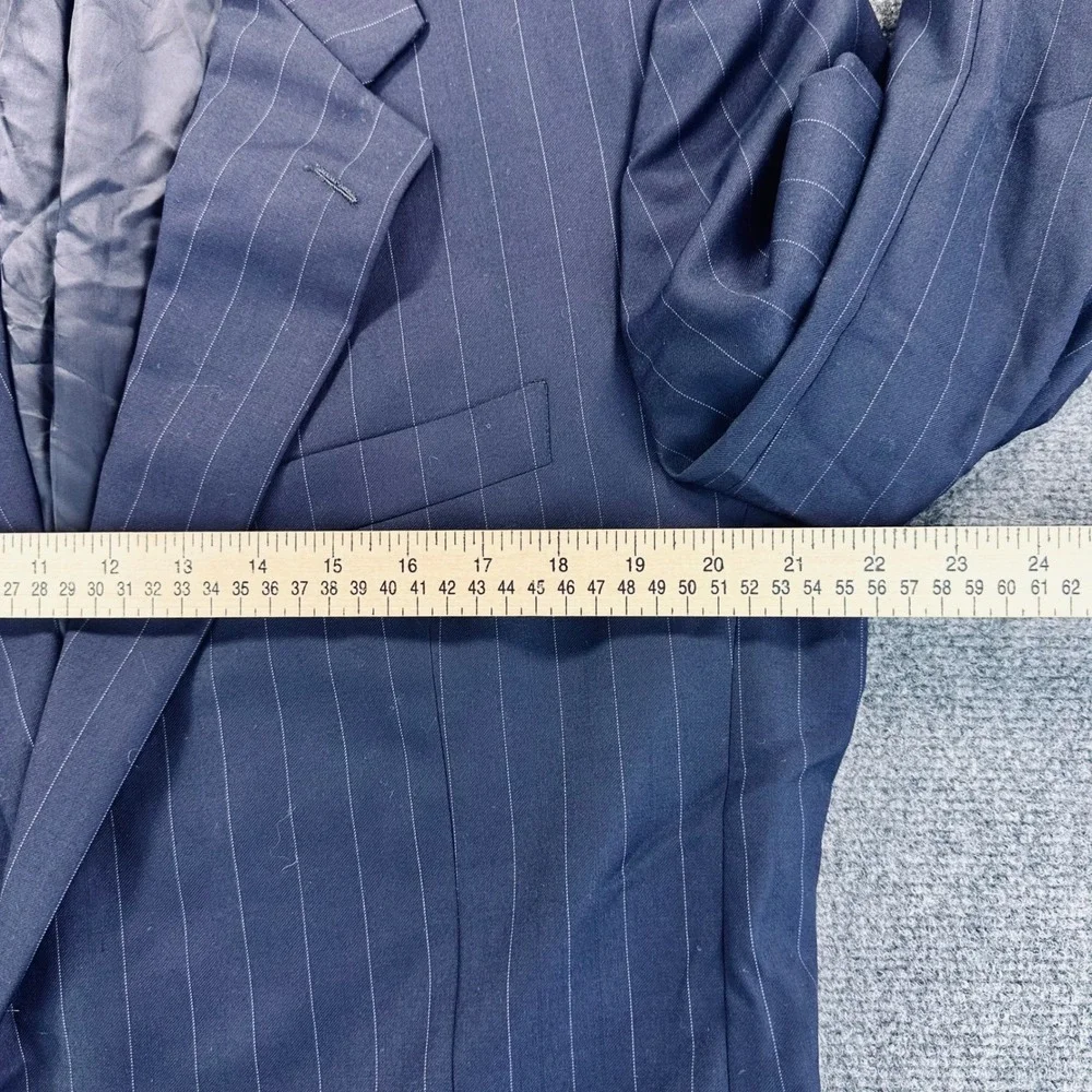 Hickey Freeman Nordstrom 42L Blue Pinstripe Loro Piana Super 120s Blazer Jacket